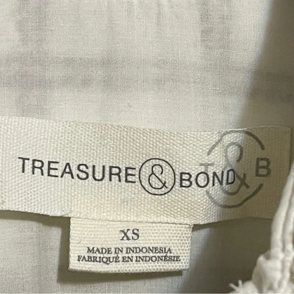 Women’s Treasure & Bond Plaid Puff Sleeve Shacket Shirt Jacket Ivory XS NWT - Picture 4 of 13